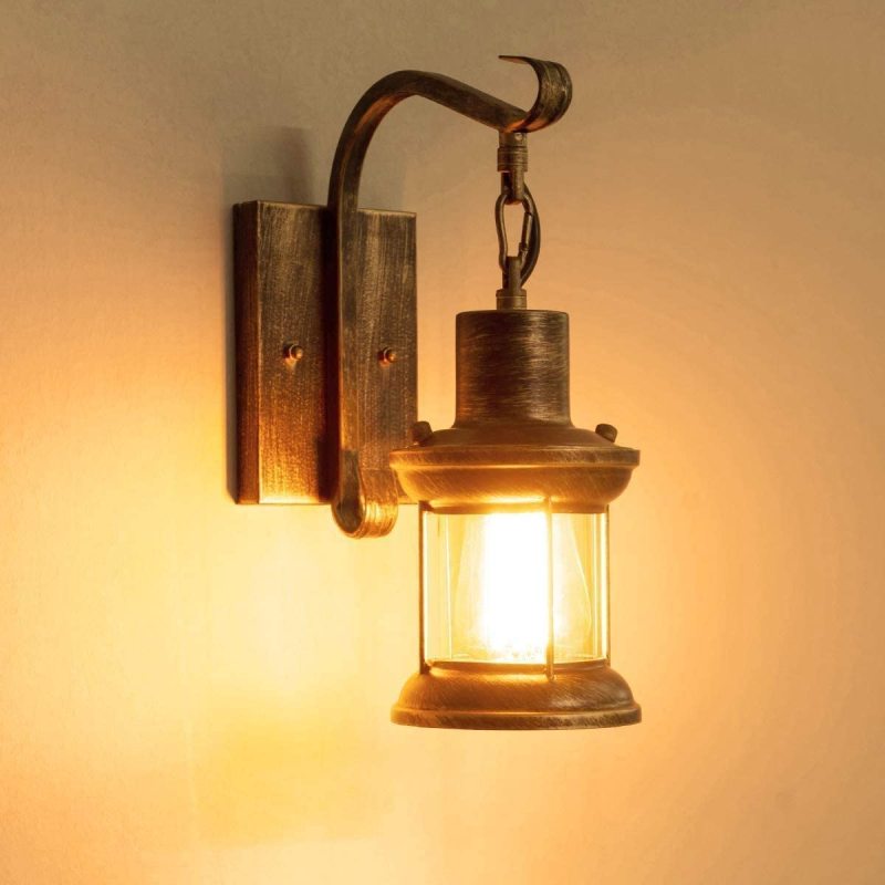 Silva Industriële Retro Wandlamp Zwart/Brons Binnen Metaal/Glas