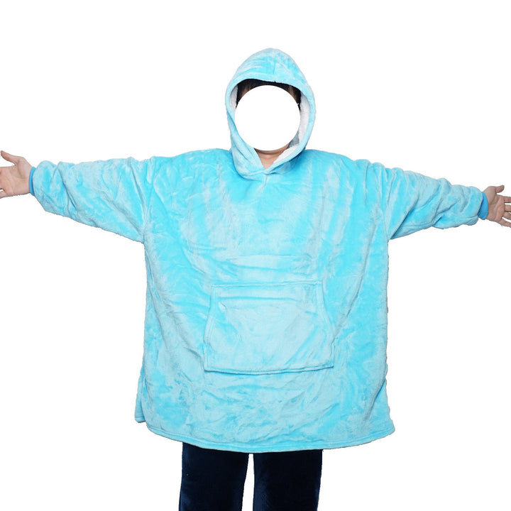 Deken hoodie van flanel met capuchon en zak – one size