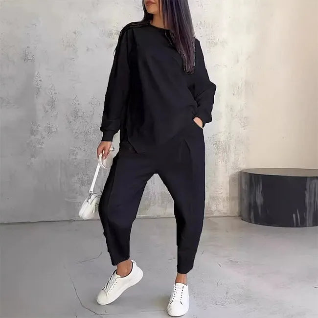Tweedelige set: casual sweatshirt met lange mouwen en joggingbroek
