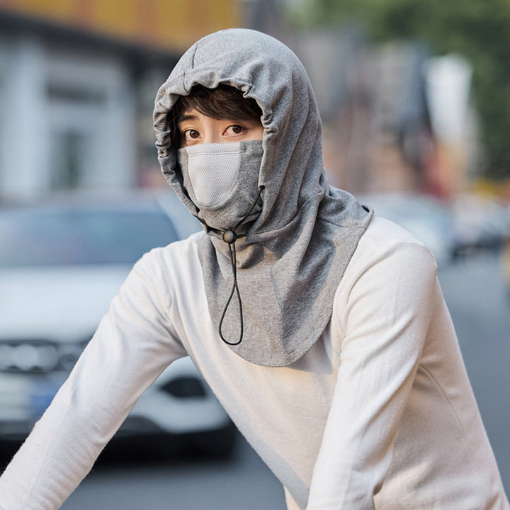 Winddicht gezichtsmasker met capuchon en nekwarmer voor fietsen