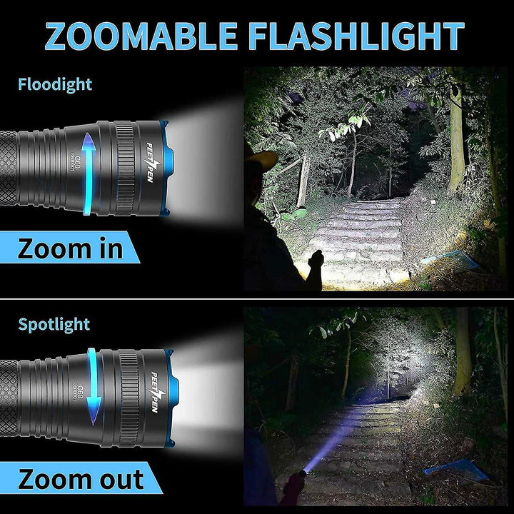 LumiGear - Set van 2 LED Zaklantaarns | Hoge Lumen, Zoombaar