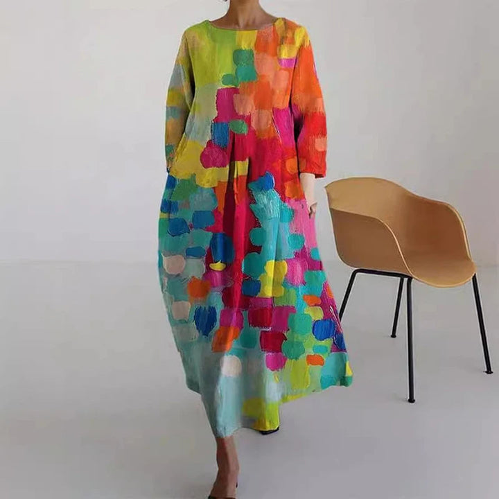 Maxi Jurk met Abstracte Bloemenprint en Zakken