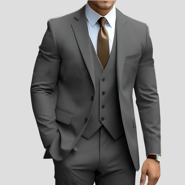 Elegant 3-delig beige slim fit herenpak (voorverkoop)