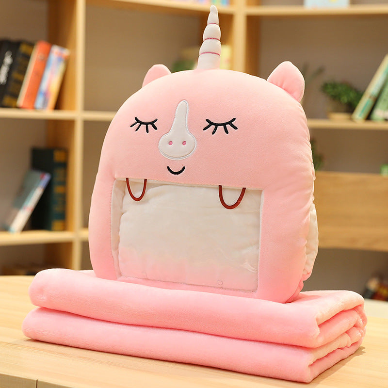 Knuffelkussen met handwarmer en dekentje, je telefoon blijft zichtbaar