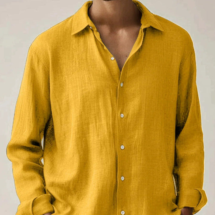 Heren vintage linnen shirt met lange mouwen