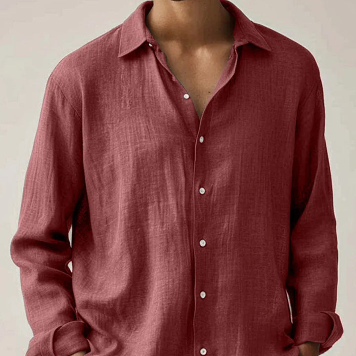 Heren vintage linnen shirt met lange mouwen