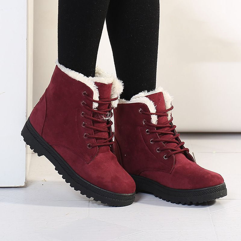 Hoge snowboots voor dames met veters en warme wolvoering