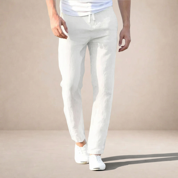 Linnen zomerbroek Heren Regular Fit Ademend materiaal Elastische taille — afbeelding 4