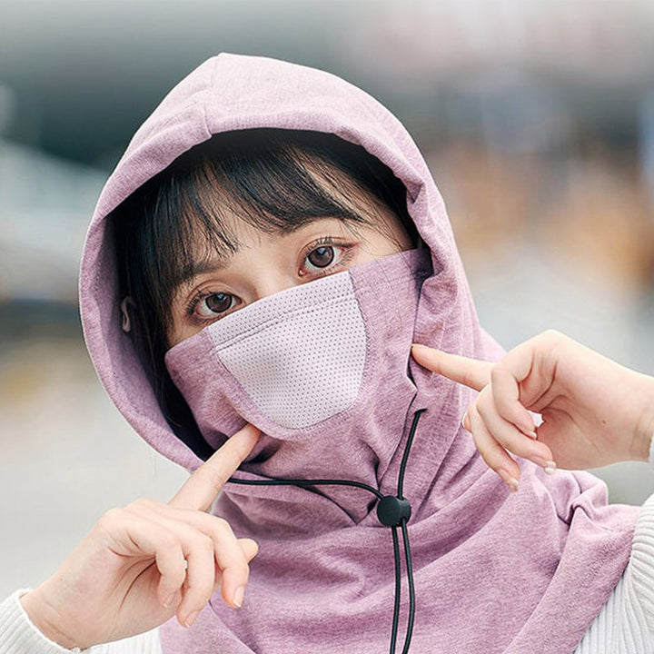 Winddicht gezichtsmasker met capuchon en nekwarmer voor fietsen