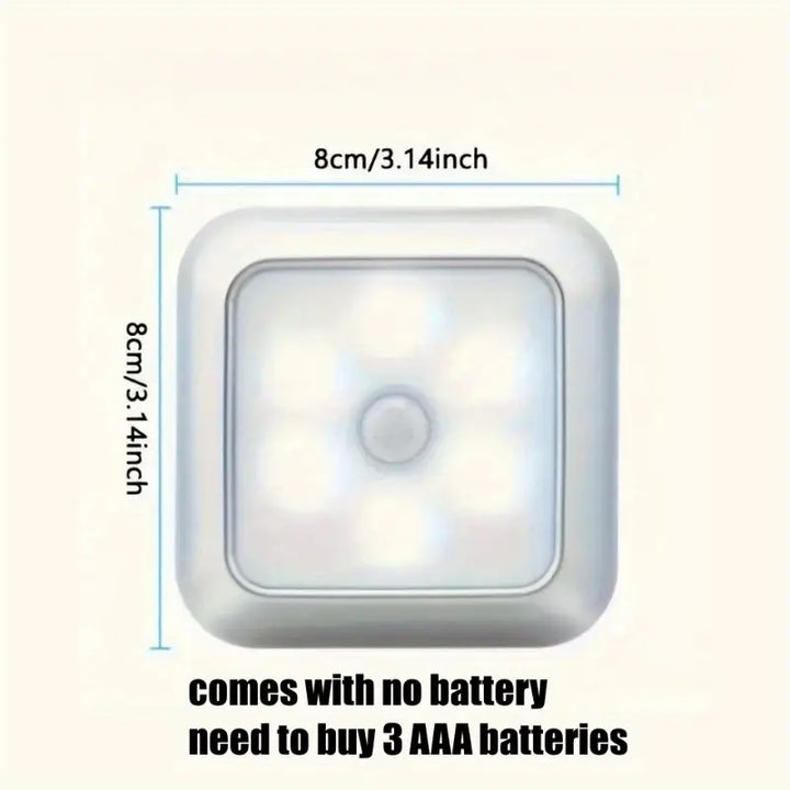 AuroraGlow 6-LED Bewegingssensor Licht – Draadloos Nachtlampje op Batterij voor Binnengebruik, Trap, Keuken & Kast