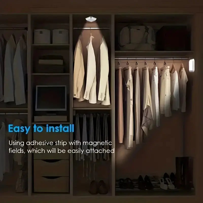 AuroraGlow 6-LED Bewegingssensor Licht – Draadloos Nachtlampje op Batterij voor Binnengebruik, Trap, Keuken & Kast