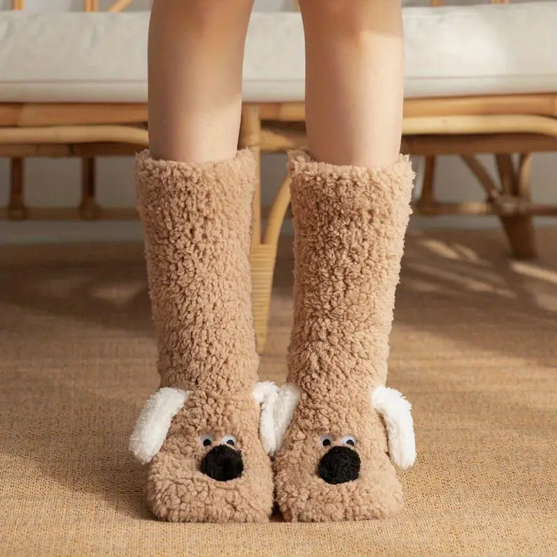 CozyPaws Winter Sokken - Pluche, Antislip & Schattige Dierenontwerpen