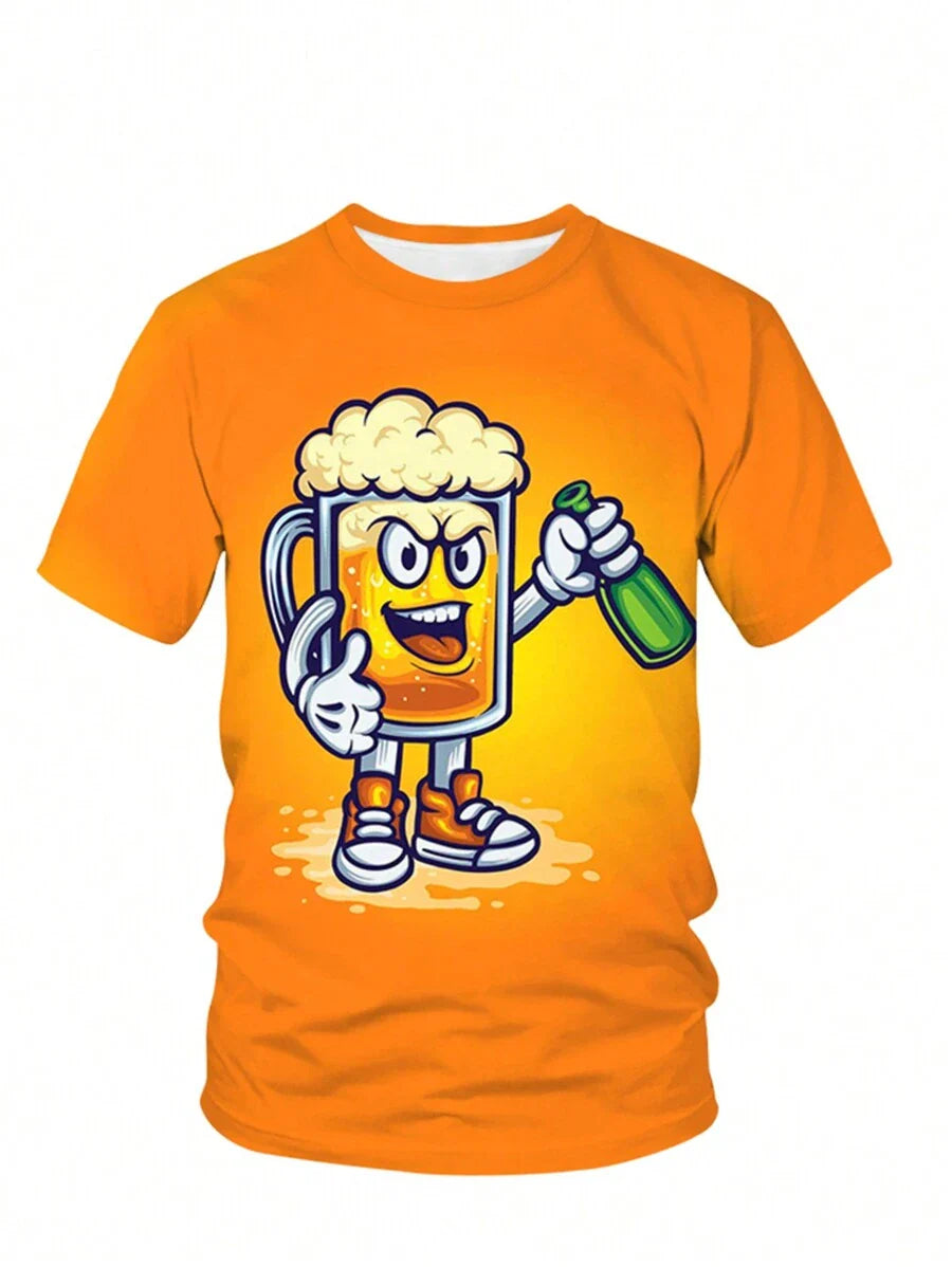 Oversized Bierprint T-shirt voor Mannen
