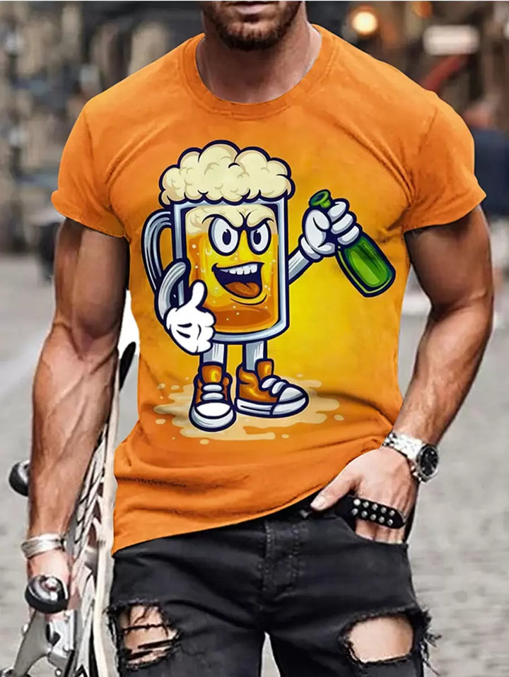Oversized Bierprint T-shirt voor Mannen