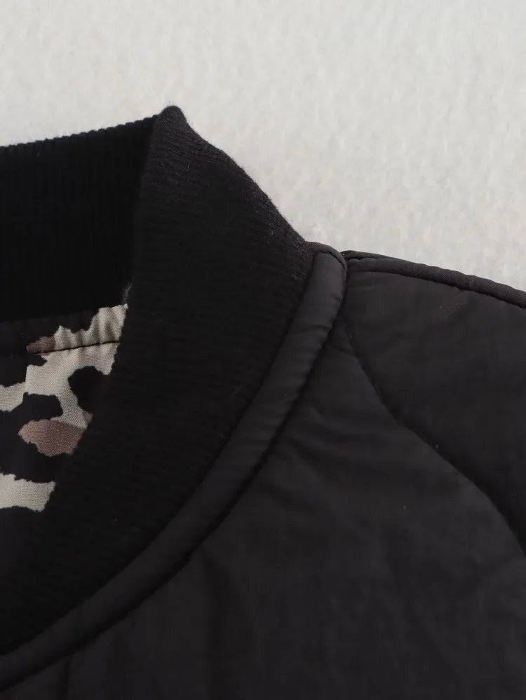 Gewatteerde Jas met Luipaardvoering voor Dames