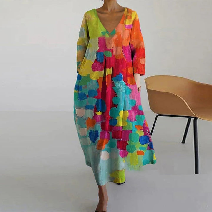 Maxi Jurk met Abstracte Bloemenprint en Zakken