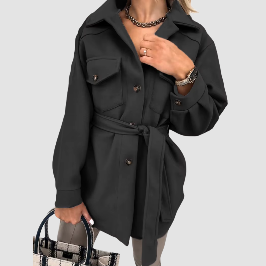 Evelina – Getailleerde Damesjas met Ceintuur