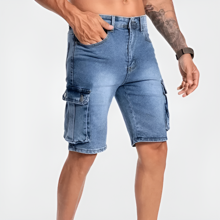 Denim cargoshorts voor heren