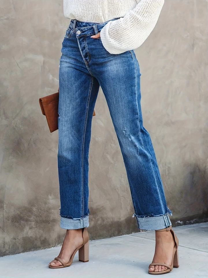 Asymmetrische Straight-Leg Jeans voor Dames