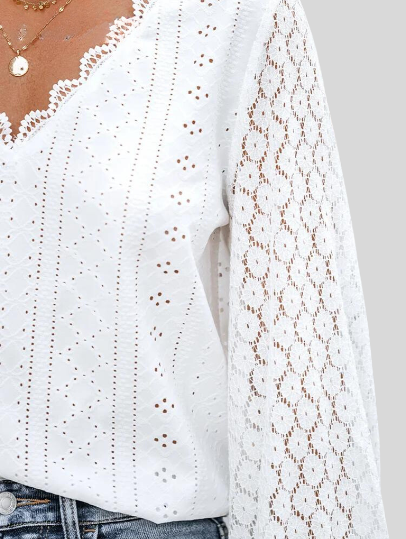 Elegante Blouse met Kant en V-hals