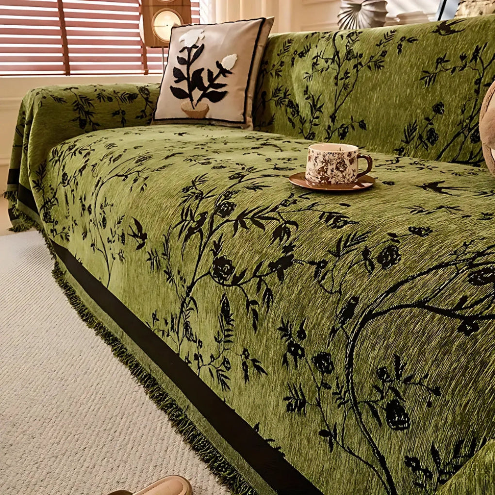 Elegante deken met bloemenpatroon en franjes