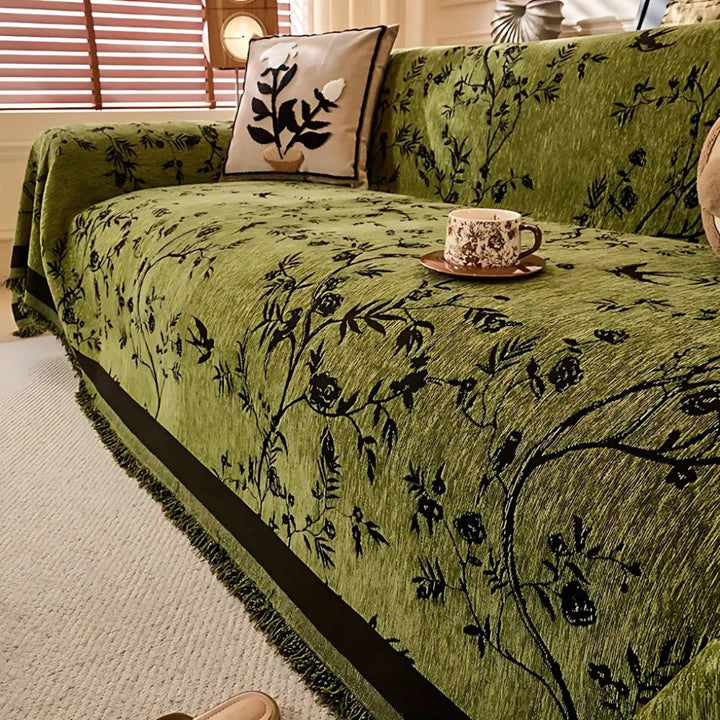 Elegante deken met bloemenpatroon en franjes