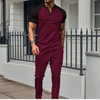 Heren Knopen-Shirt en Wafel Lange Broek Lounge Set