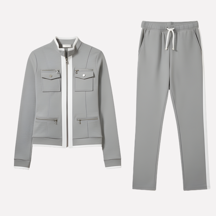 Dames Zip Jacket & Broek Set – Contrast Trim Stijl