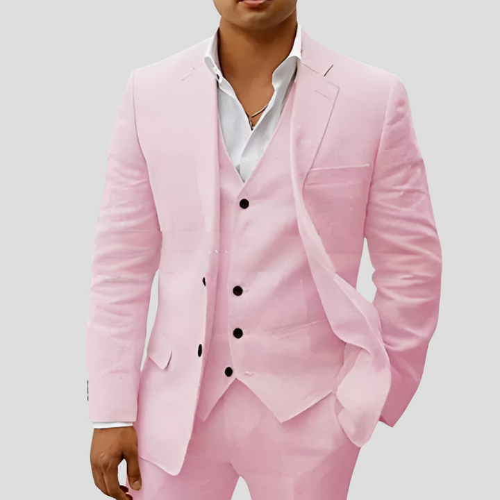 Driedelige linnenset voor heren: blazer, vest en pantalon