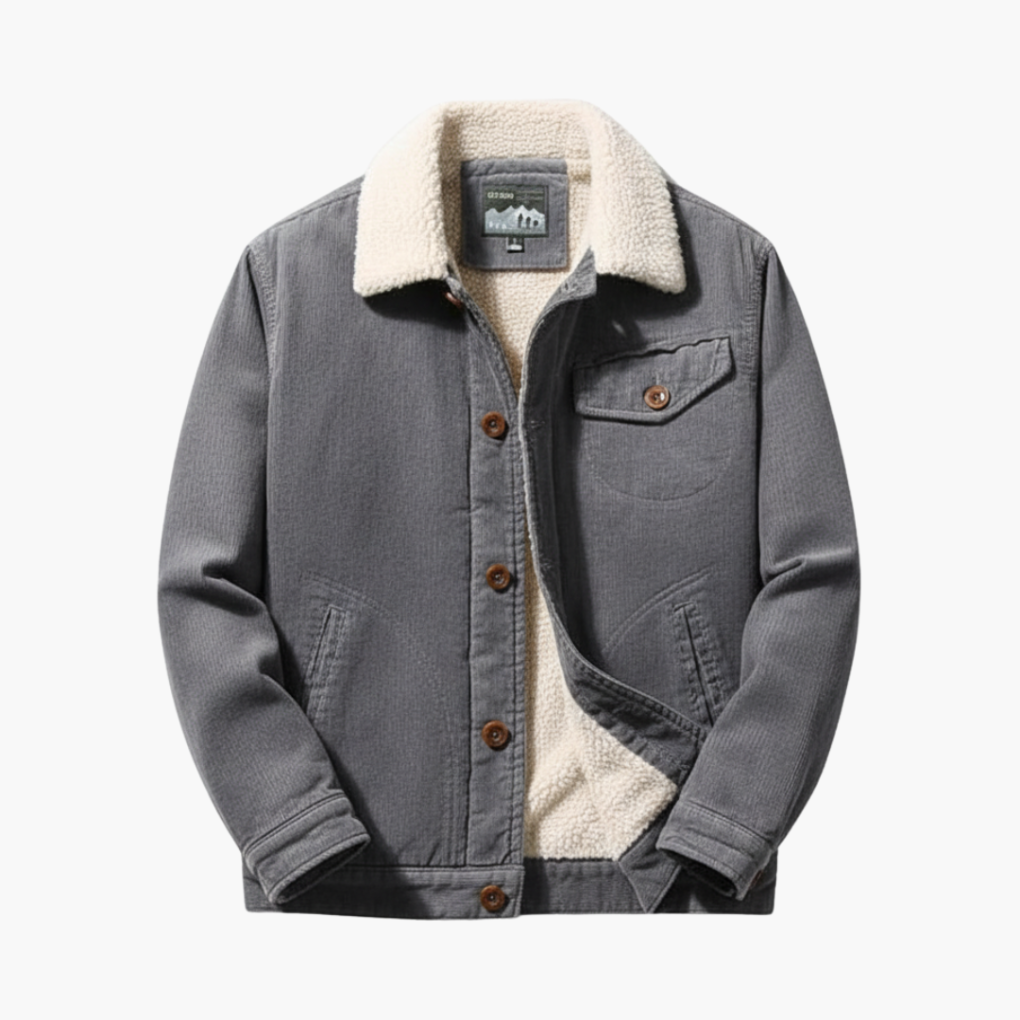 Heren Corduroy Jas met Sherpa Voering en Knopsluiting
