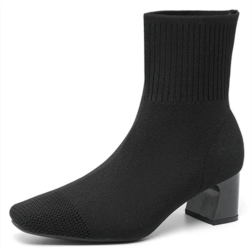 Modieuze gebreide soklaarzen met hak voor Dames