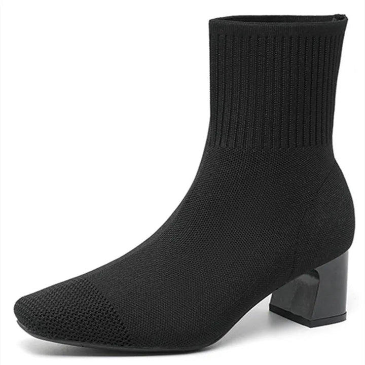 Modieuze gebreide soklaarzen met hak voor Dames