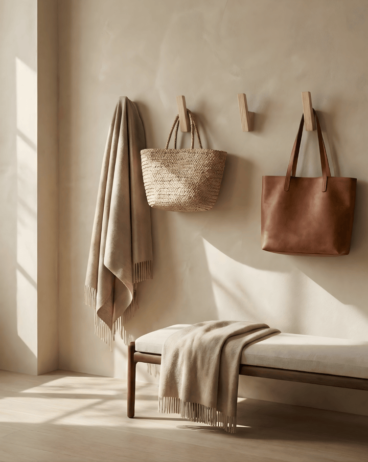 Houten kapstokhaken, set van 4 – minimalistische wandhaken voor hal en badkamer