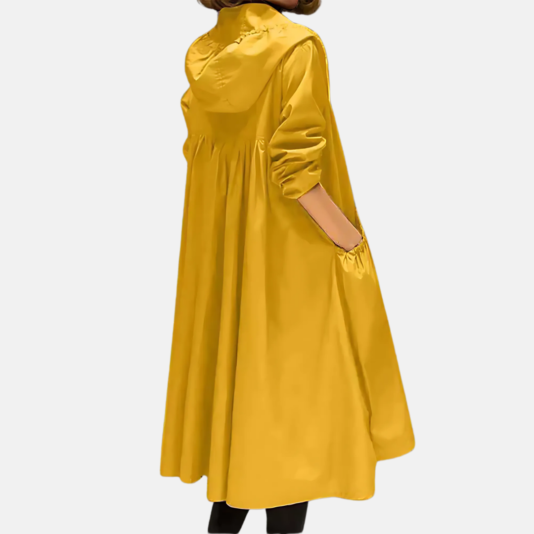 Waterdichte knielange jas met capuchon voor dames