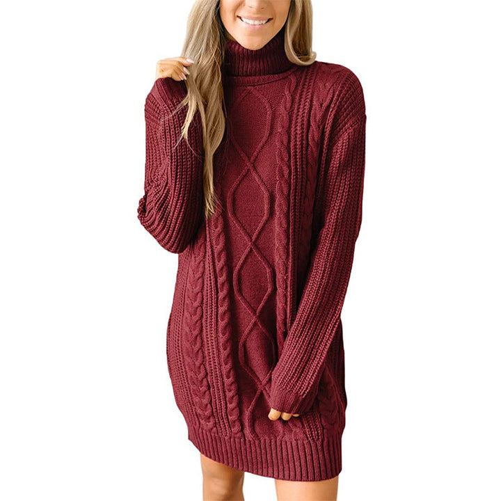 Dames Coltrui Jurk met Kabelbreisel – Sweaterjurk