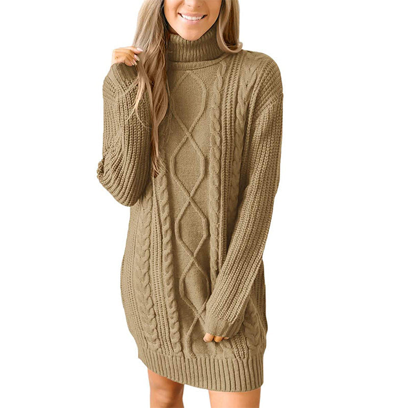 Dames Coltrui Jurk met Kabelbreisel – Sweaterjurk