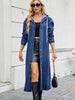 Dames lange denim trenchcoat