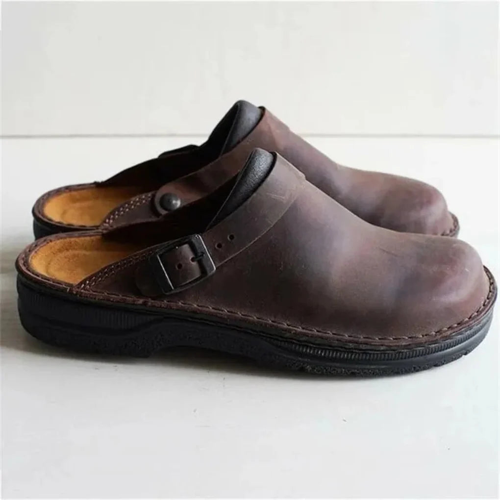 Leren Heren Slippers met Antislipzool