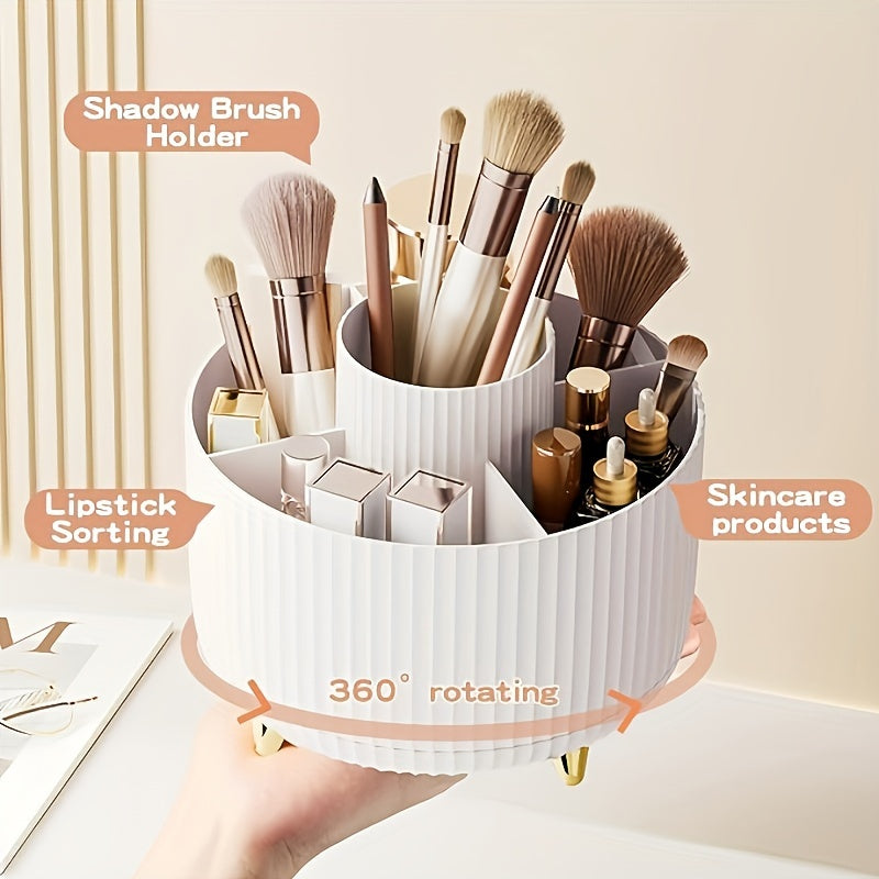 360° Rotating Make-up Organizer - Duurzame Kunststof Cosmetica Opbergdoos met 5 Vakken - Celeste