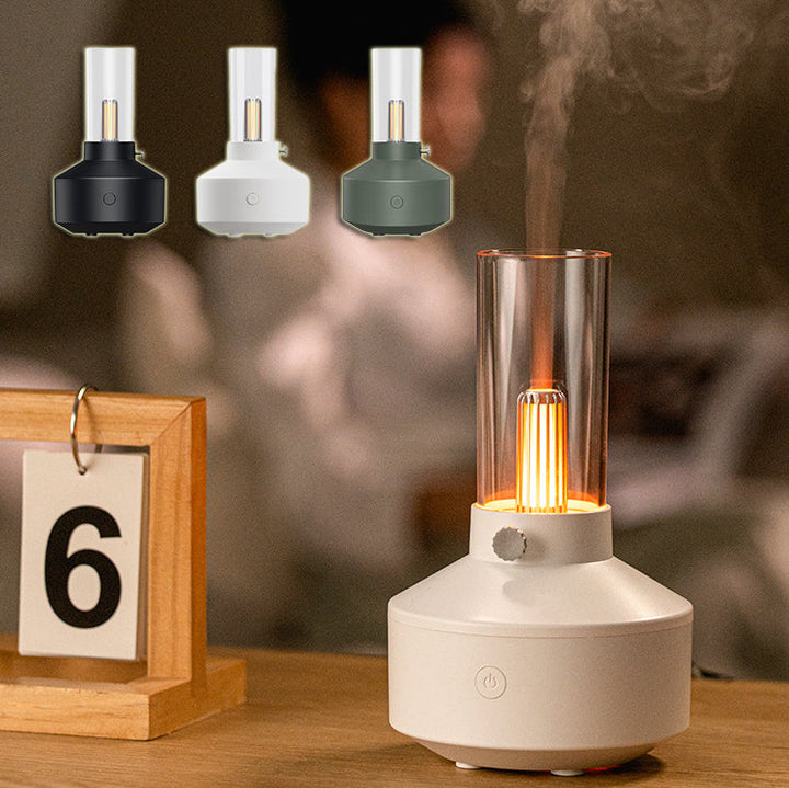 Retro aroma diffuser met gloeidraadlampje en kaarslichteffect