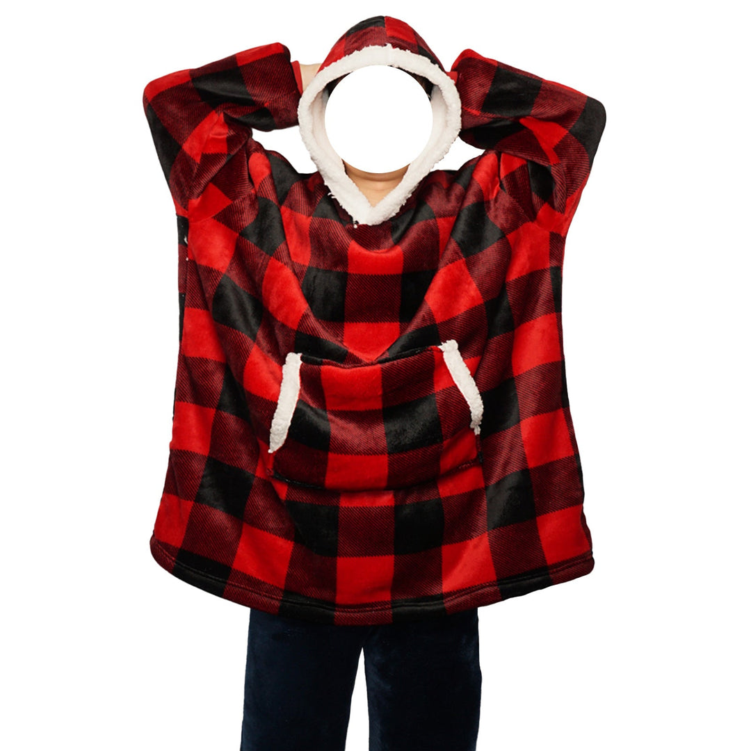Deken hoodie van flanel met capuchon en zak – one size