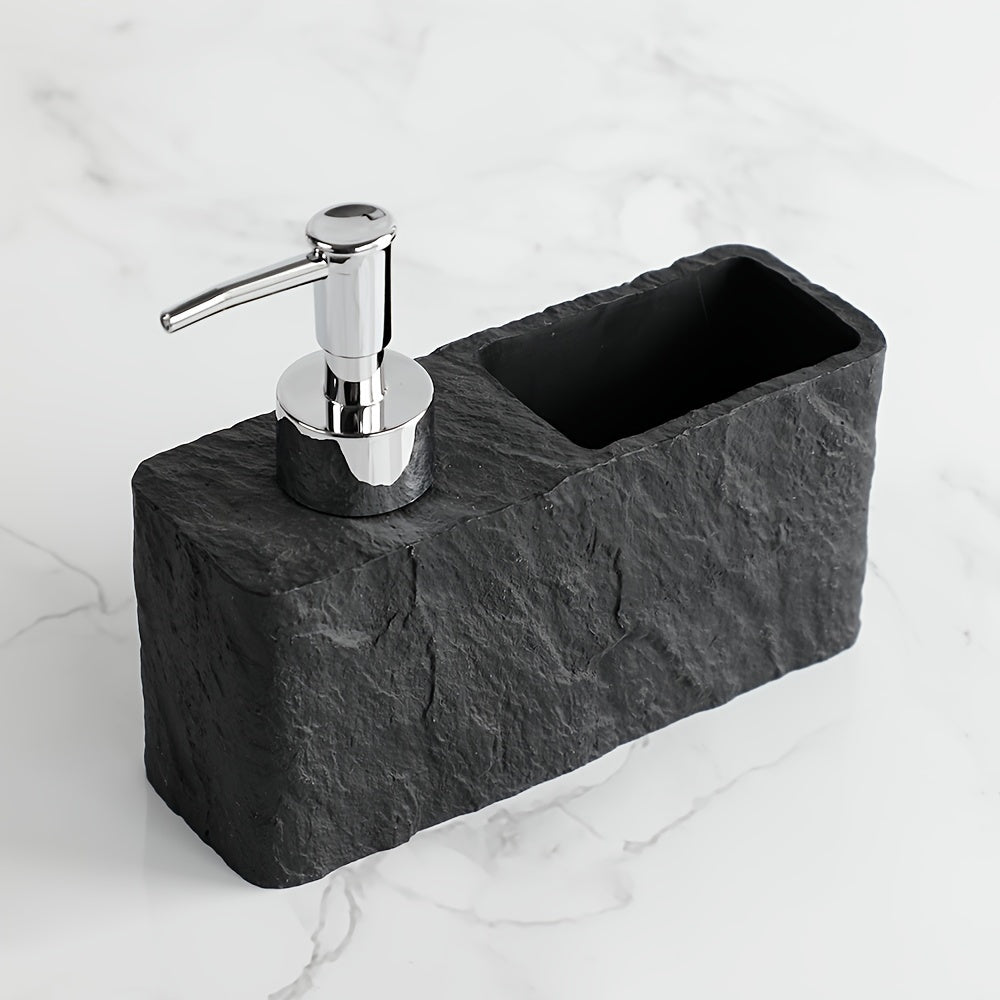 Zeepdispenser in Steenlook met Sponshouder – Elegant en Praktisch voor Keuken of Badkamer