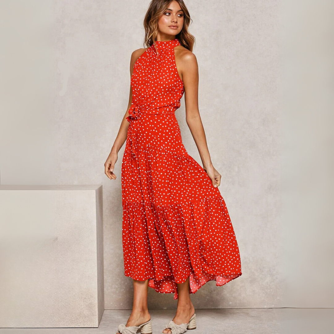 Polka Dot Fit-and-Flare Midi-jurk