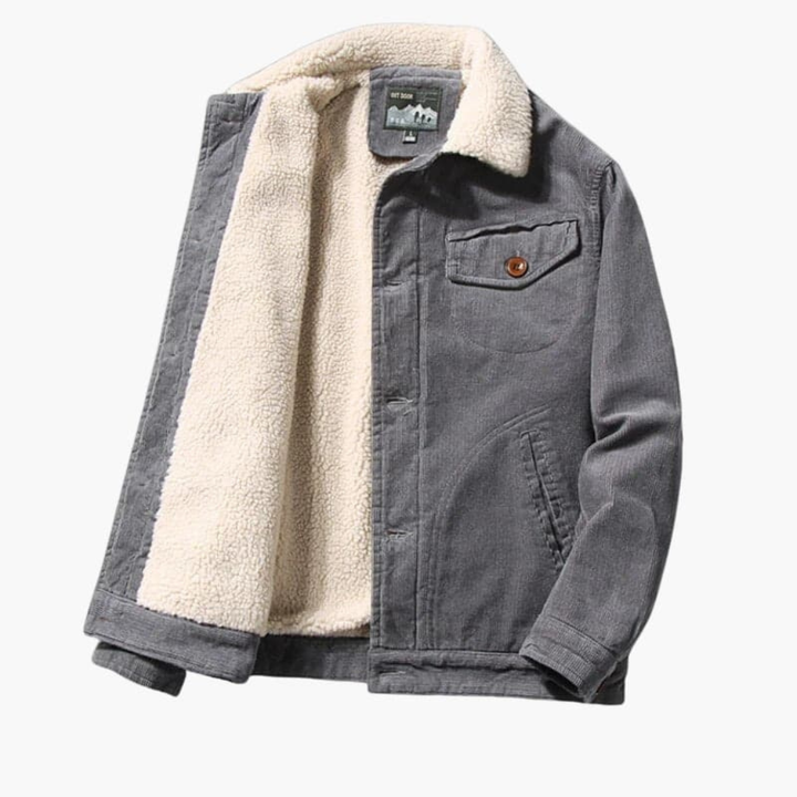 Heren Corduroy Jas met Sherpa Voering en Knopsluiting
