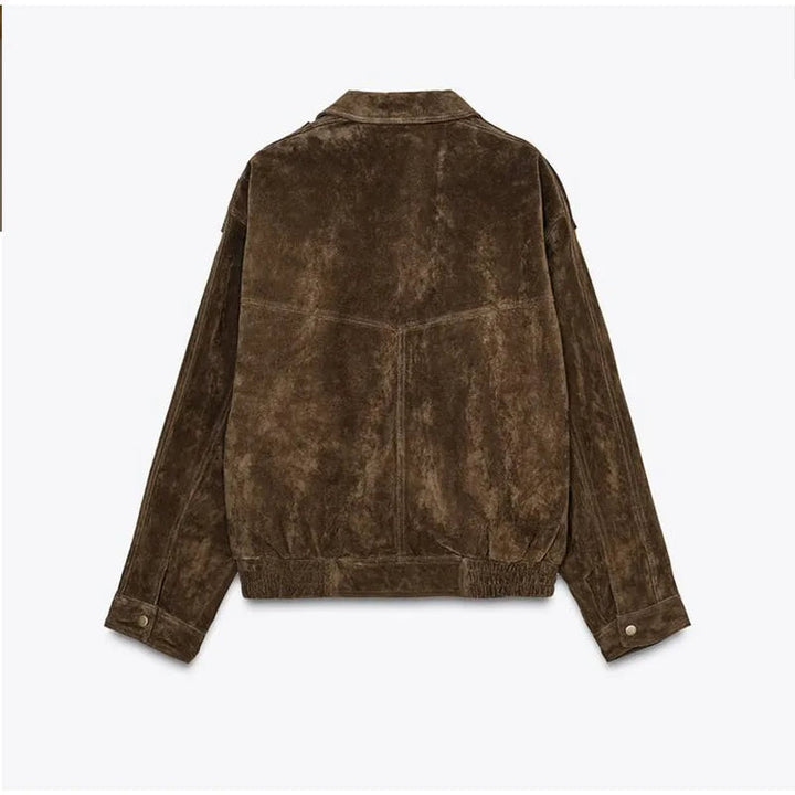 Suède Look Jas met Zipper en Reverskraag