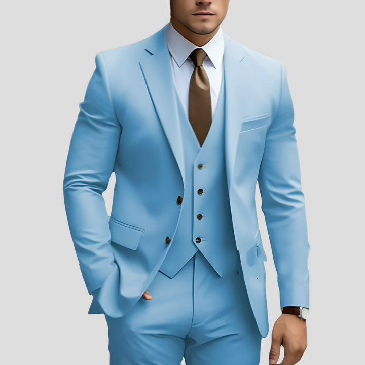Elegant 3-delig beige slim fit herenpak (voorverkoop)