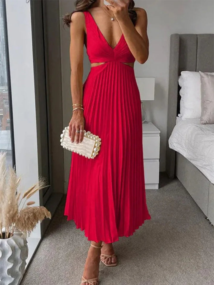 Elegante Mouwloze Jurk met Open Rug