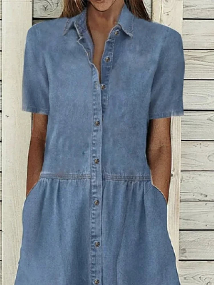 Denimlook jurk met Knoopsluiting