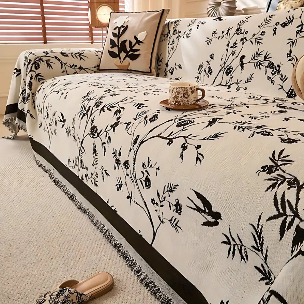 Elegante deken met bloemenpatroon en franjes
