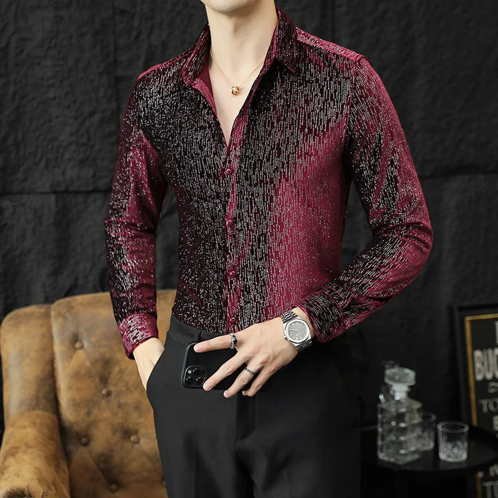 Zacht velours herenhemd met knoopsluiting